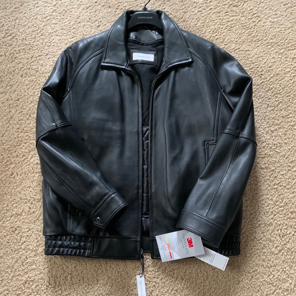 Calvin Klein Leather Jacket sz XL